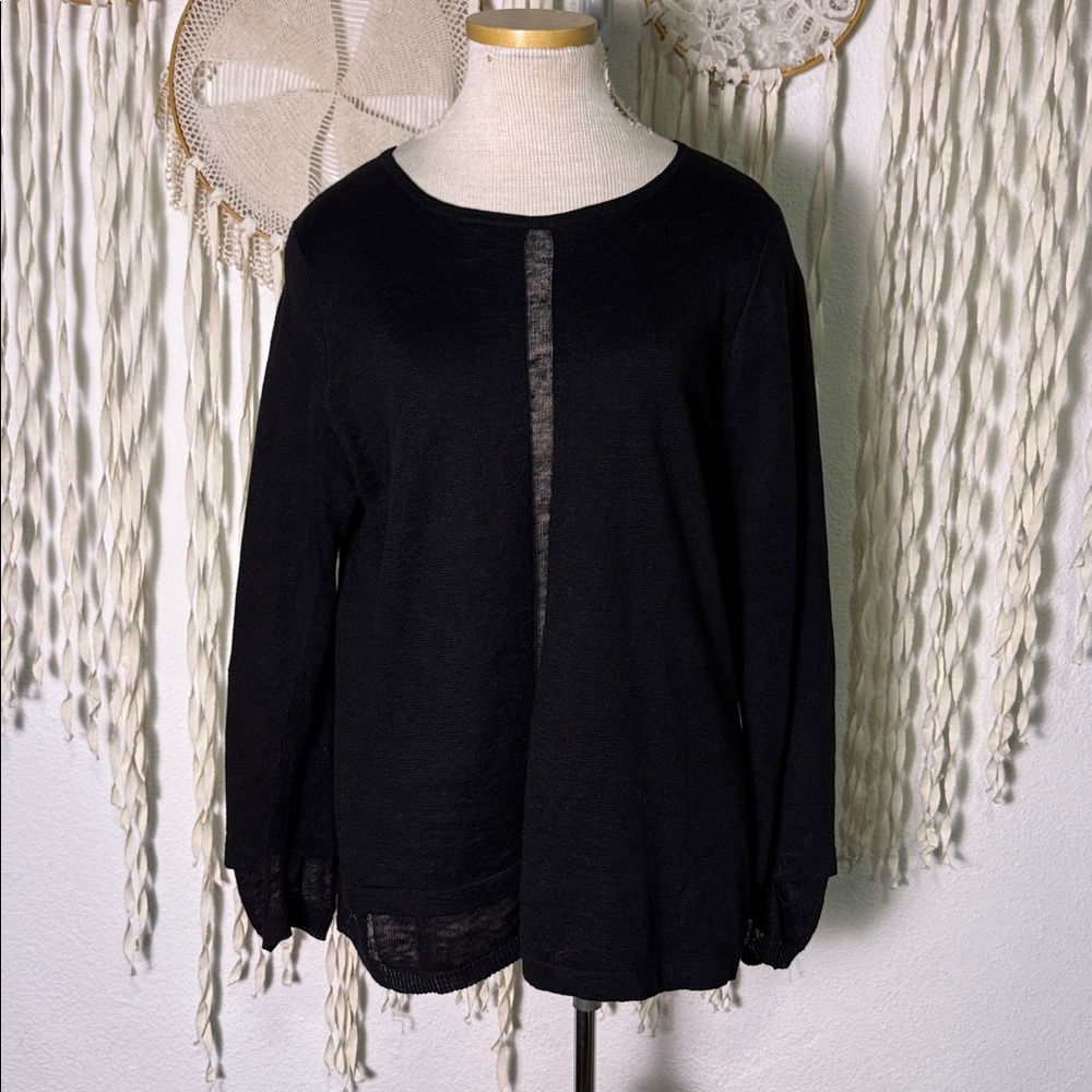 Babette Sf Black Linen Lagenloook Sweater Size L